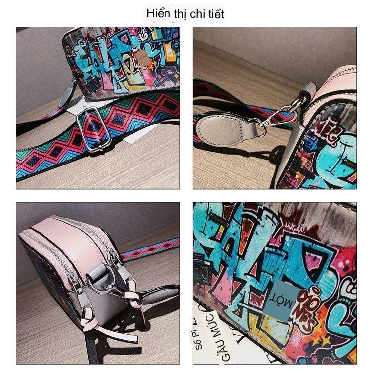 Túi Xách Thời Trang Cá Tính Cho Nữ#Túi Đeo Chéo Hình Vuông Nhỏ Họa Tiết Graffiti Mẫu Mới 2022 39; s