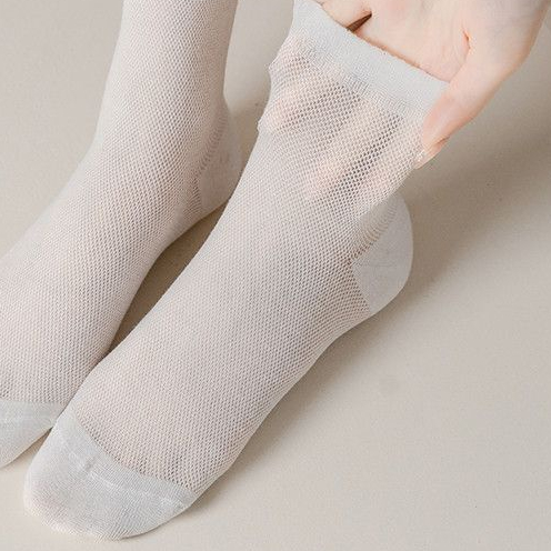 Vớ Cotton Cổ Cao Phối Lưới Thoáng Khí Thời Trang Xuân Thu Cho Nữ