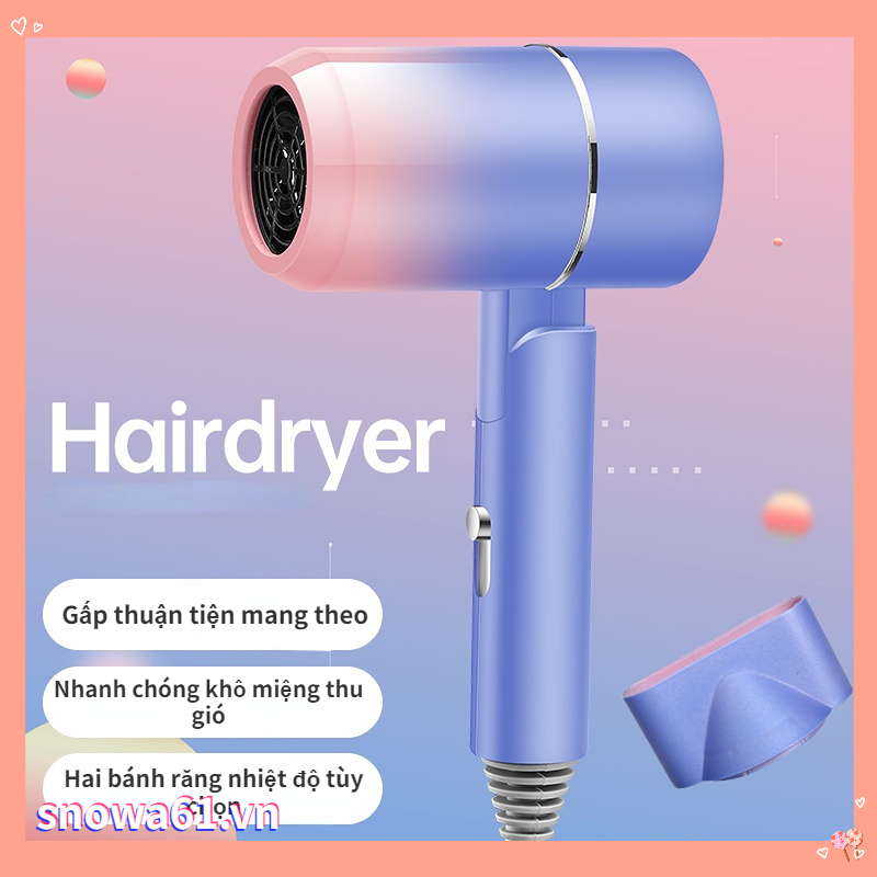 Máy Sấy Tóc mini Chuyên Nghiệp Màu Xanh Dương Nhạt Và Mịn Màng Gấp Lại Được Không Làm Tổn Thương Tóc