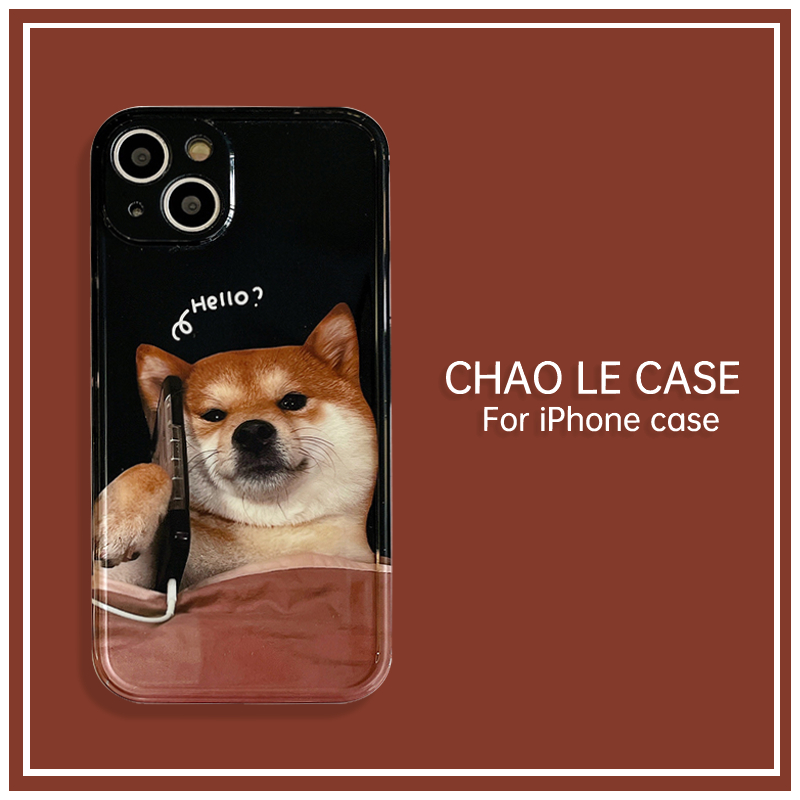 Ốp Điện Thoại Chống Sốc Màu Đen Cho Iphone 14 Pro 13 Pro Max Iphone 12 Pro Ốp TPU Chống Sốc Cho Iphone 12 Pro 11 Ốp Lưng Shiba Inu Dễ Thương