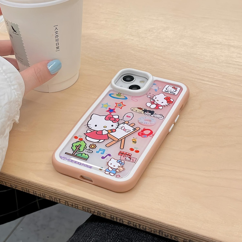 Ốp Điện Thoại Cứng Trong Suốt Họa Tiết Hoạt Hình Hello Kitty Dễ Thương Chống Sốc Cho iPhone 14 13 12 11 Pro Max
