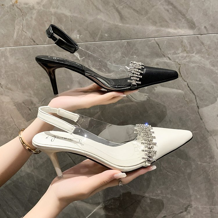 Giày Cao Gót Mũi Nhọn Đính Đá Quyến Rũ Cho Nữ