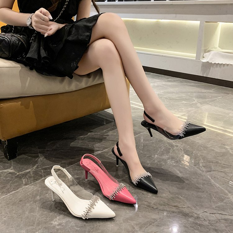 Giày Cao Gót Mũi Nhọn Đính Đá Quyến Rũ Cho Nữ