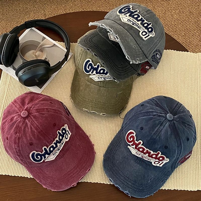 Mũ Lưỡi Trai Họa Tiết Thêu Phong Cách Vintage Hàn Quốc