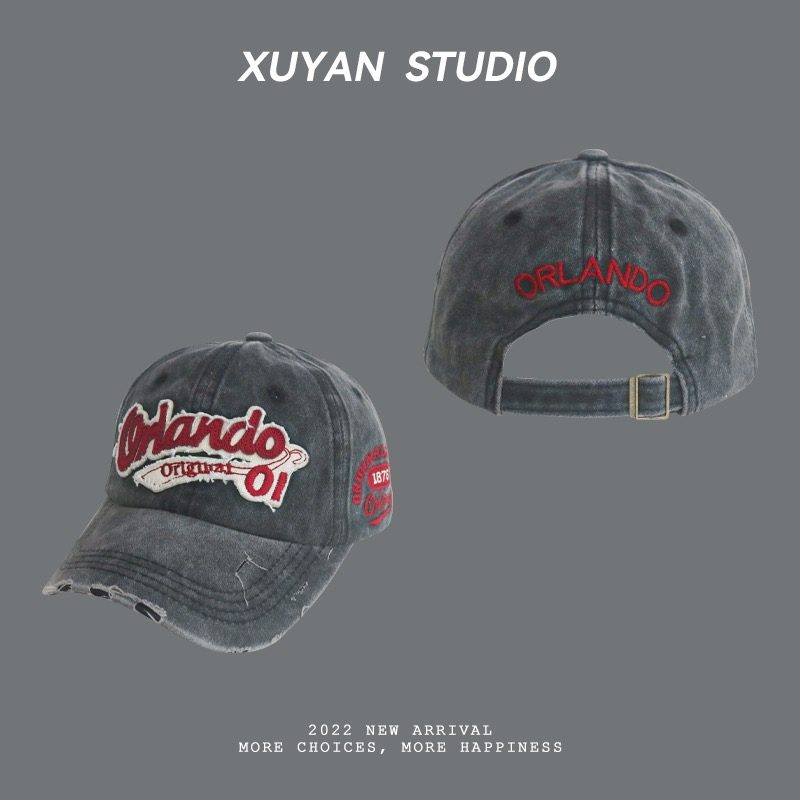 Mũ Lưỡi Trai Họa Tiết Thêu Phong Cách Vintage Hàn Quốc