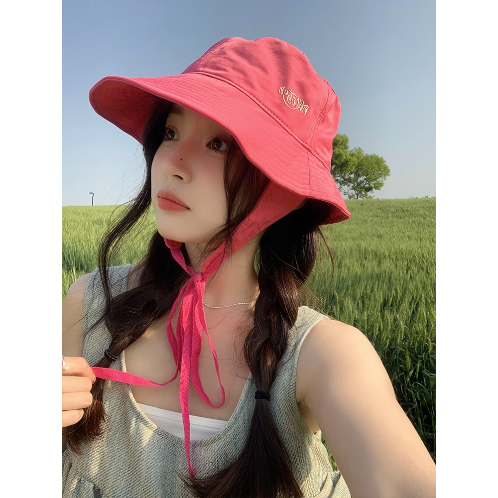 Nón Tai Bèo Vành Rộng Cột Dây Cỡ Nhỏ Thoáng Khí Chống Nắng Thời Trang Mùa Hè Cho Nữ