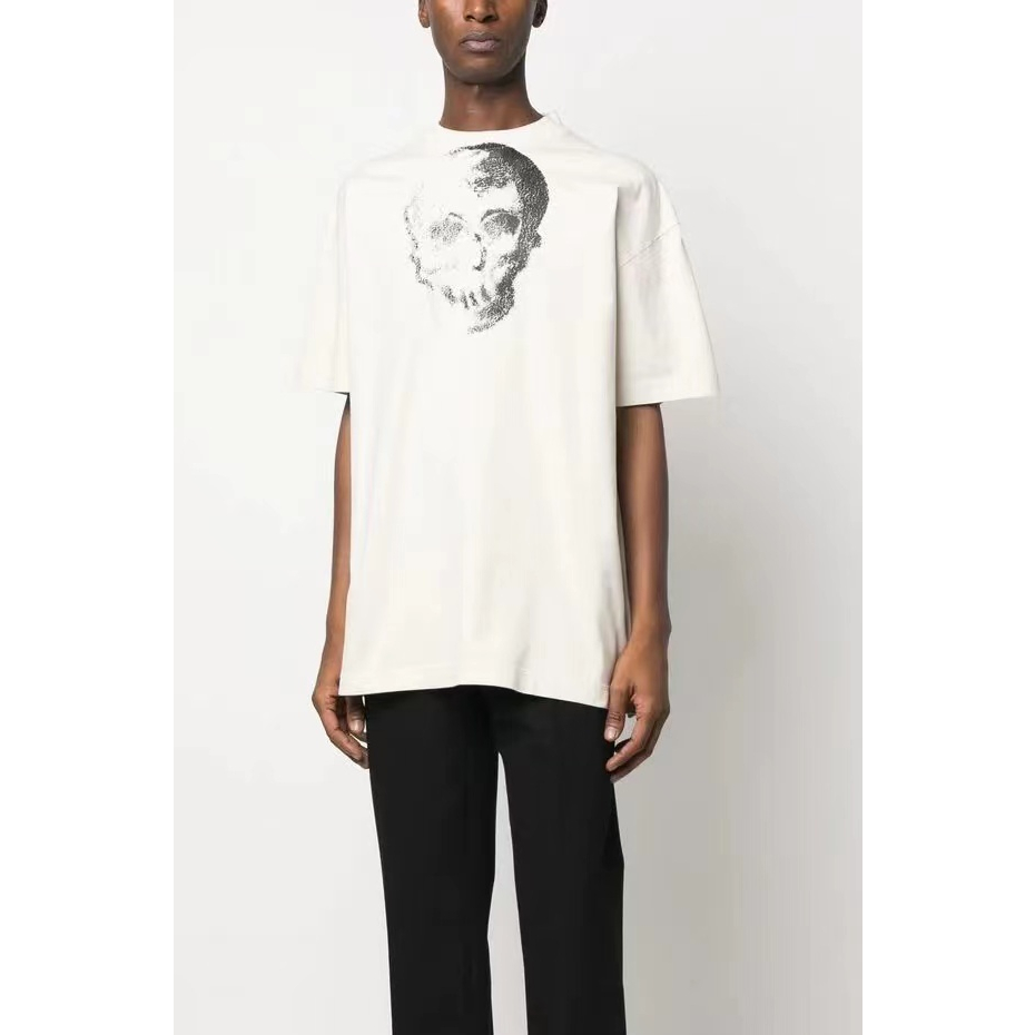 Palm PA Skull Head Printed Angels Short Sleeve Loose European High Street Fashion Casual T-shirt