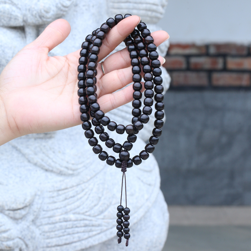 Set 99 / 108 Hạt Xâu Chuỗi Làm Vòng Tay / Dây Chuyền Bằng Gỗ Mun Có Thể Điều Chỉnh Được