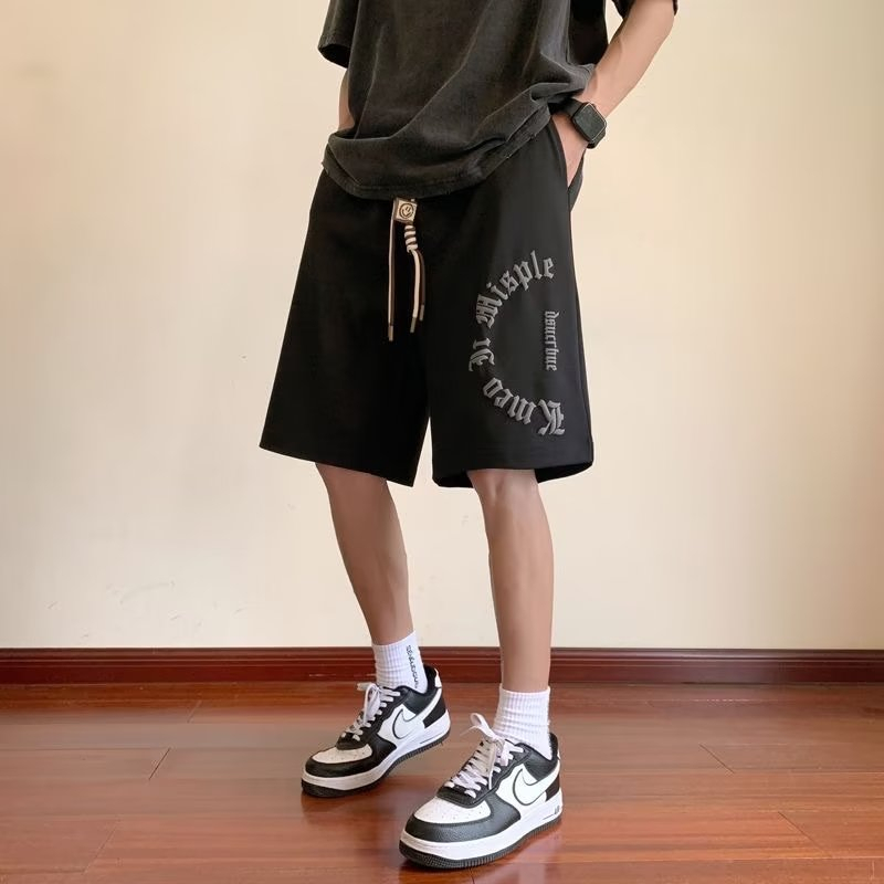 Quần Short Thể Thao Dáng Rộng In Chữ Phong Cách retro Mỹ Cho Nam Nữ