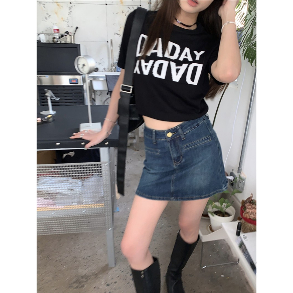 LANJIEXI Áo Thun Dệt Kim Tay Ngắn Dáng Ôm Màu Trắng Thời Trang Cho Bạn Gái