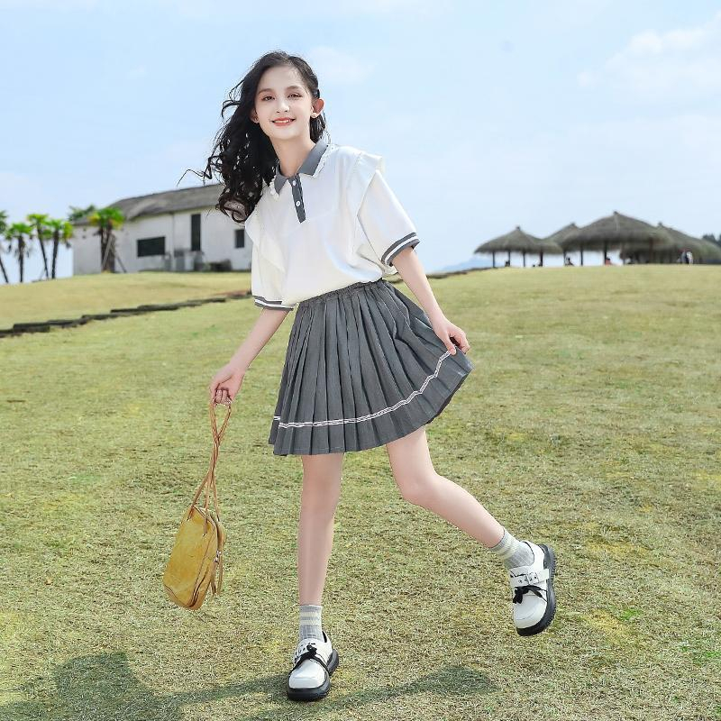 Set Áo Ngắn Tay + Chân Váy Thời Trang Mùa Hè Cho Bé Gái 3-14 Tuổi