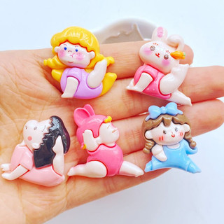 Phụ kiện mặt dây chuyền nhựa, Phim hoạt hình màu hỗn hợp Cô gái múa ba lê dễ thương, DIY, 10 miếng