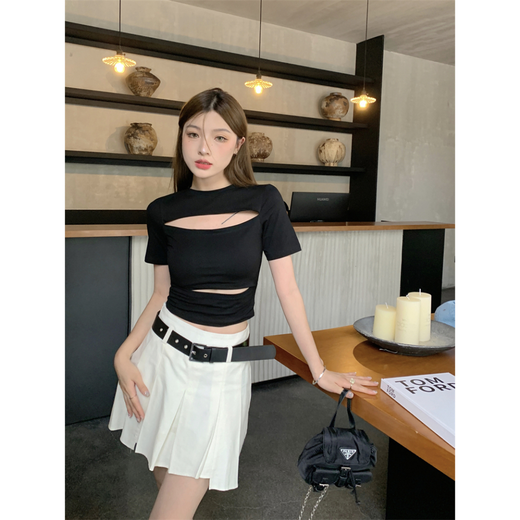 Áo Thun Croptop Tay Ngắn Cổ Tròn Dáng Ôm Thời Trang Mùa Hè 2023 Cho Bạn Gái