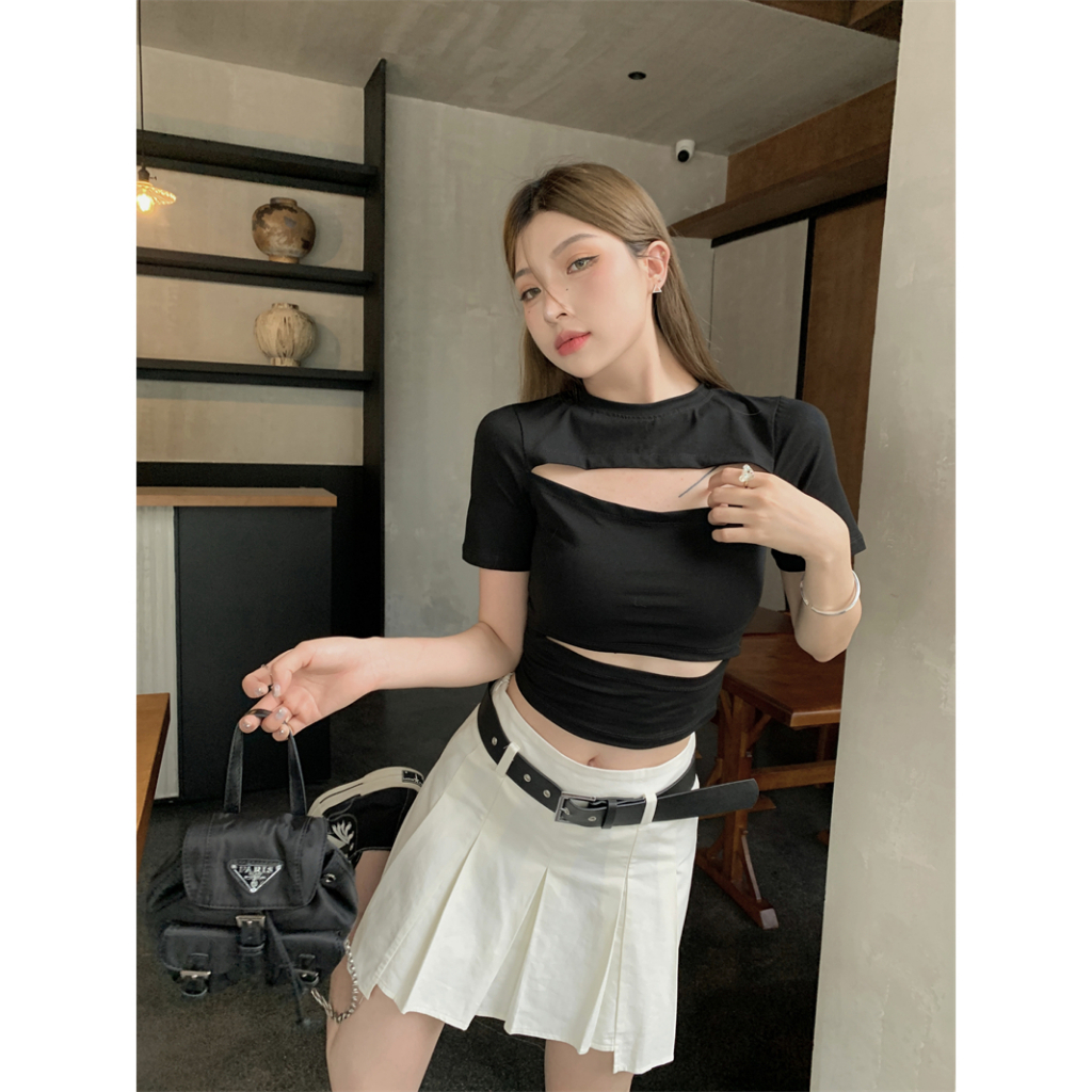 Áo Thun Croptop Tay Ngắn Cổ Tròn Dáng Ôm Thời Trang Mùa Hè 2023 Cho Bạn Gái