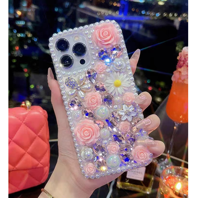 Ốp Điện Thoại Đính Đá Thủ Công Sang Trọng Cho iPhone 14promax 14 13 12 11 Pro Max XR 7 8 Plus