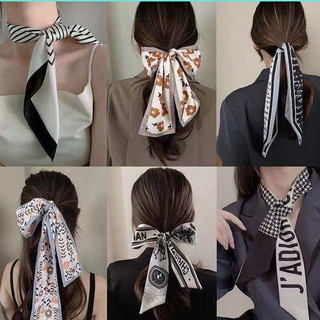 Dây buộc tóc vải lụa thắt nơ in họa tiết thời trang Hàn Quốc dành cho nữ