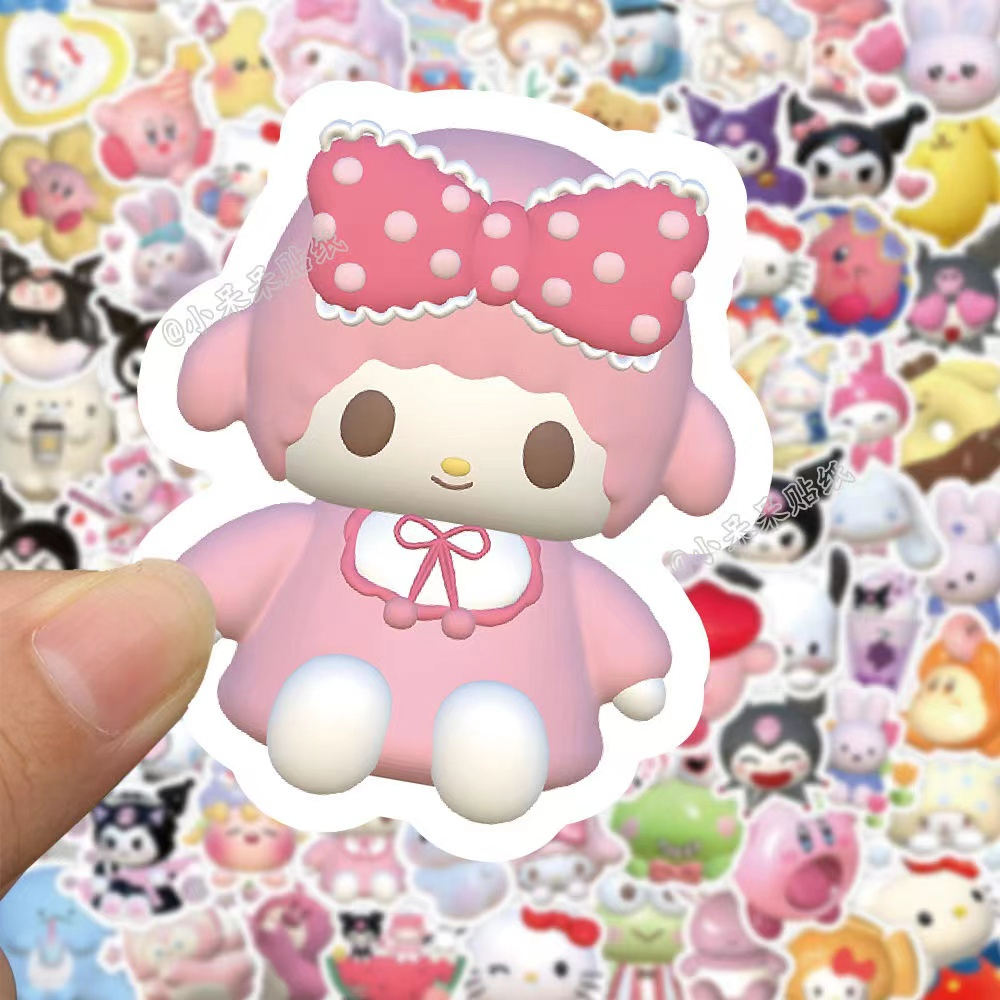 SANRIO Bộ 60 Miếng Dán Chống Thấm Nước Họa Tiết Hoạt Hình Dễ Thương Trang Trí Điện Thoại