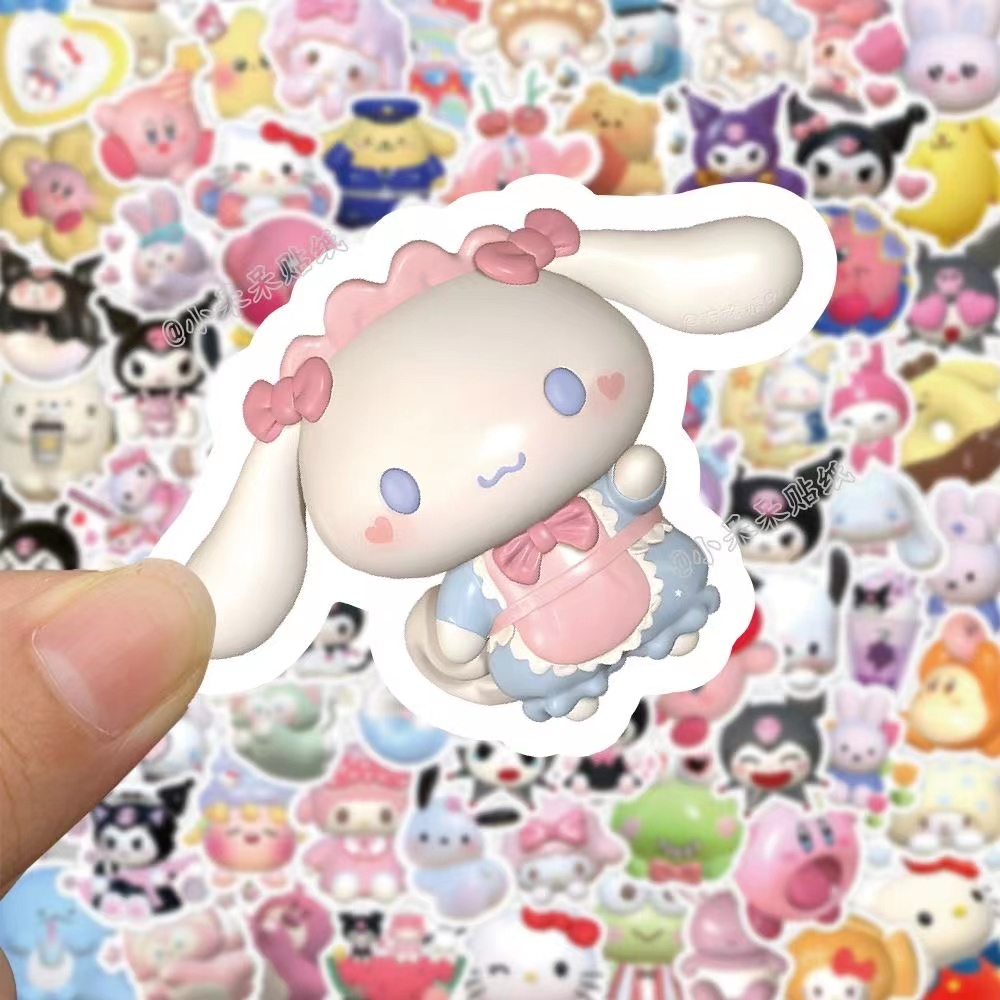 SANRIO Bộ 60 Miếng Dán Chống Thấm Nước Họa Tiết Hoạt Hình Dễ Thương Trang Trí Điện Thoại