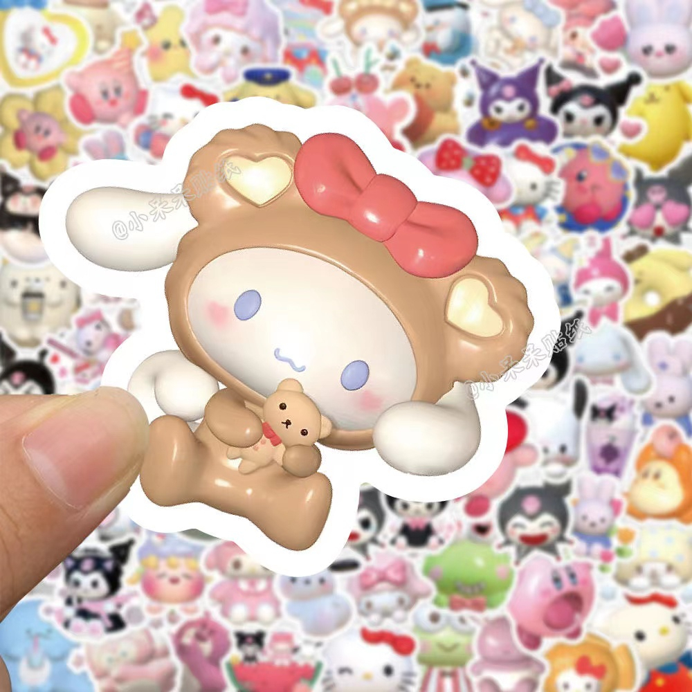 SANRIO Bộ 60 Miếng Dán Chống Thấm Nước Họa Tiết Hoạt Hình Dễ Thương Trang Trí Điện Thoại