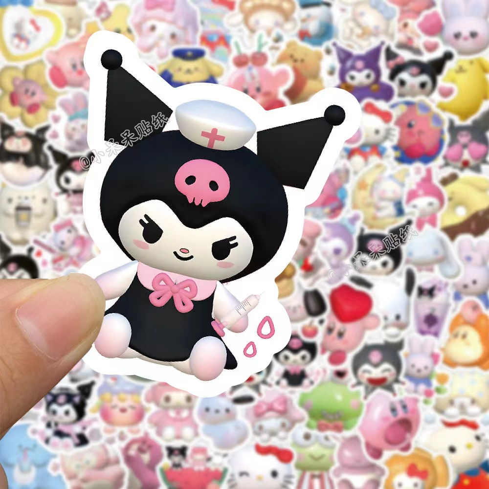 SANRIO Bộ 60 Miếng Dán Chống Thấm Nước Họa Tiết Hoạt Hình Dễ Thương Trang Trí Điện Thoại