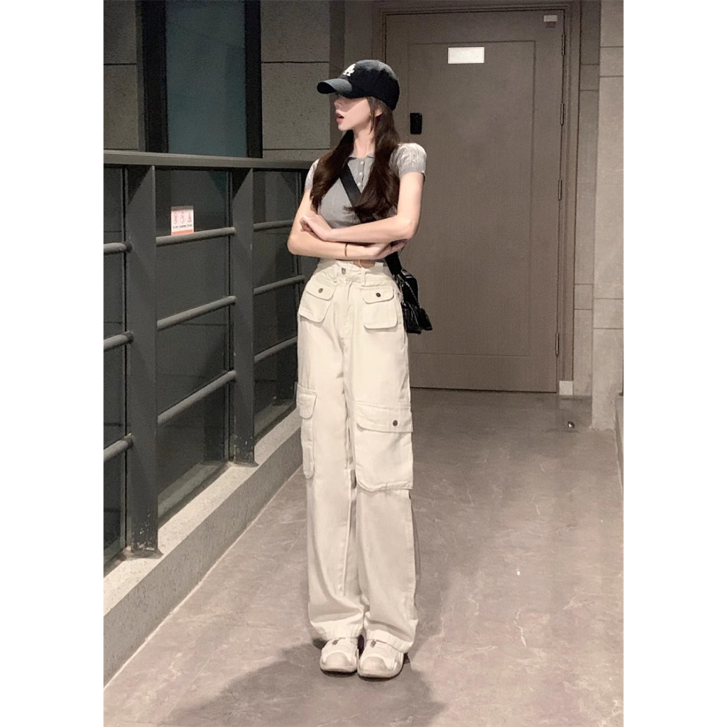 Cocory vn Quần Jean Ống Rộng Thời Trang Retro Mỹ Cho Nữ