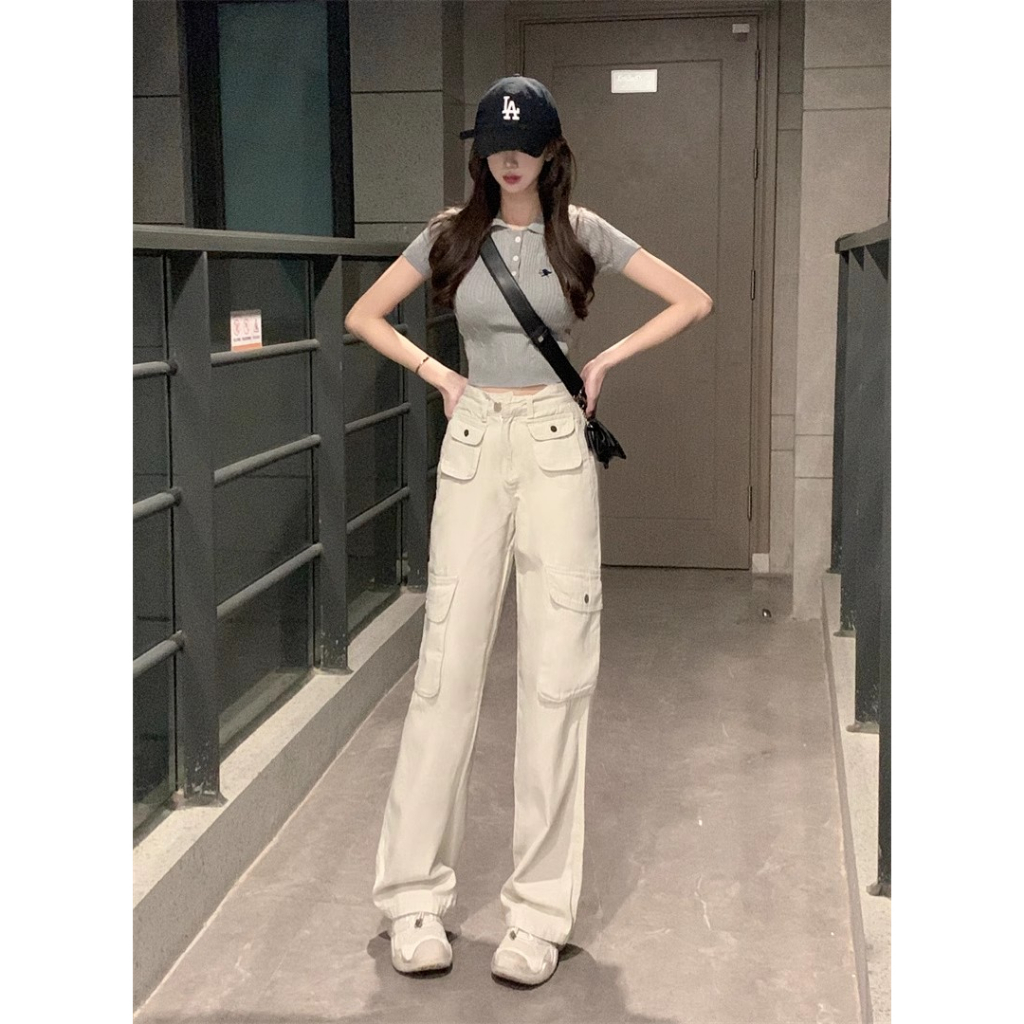 Cocory vn Quần Jean Ống Rộng Thời Trang Retro Mỹ Cho Nữ