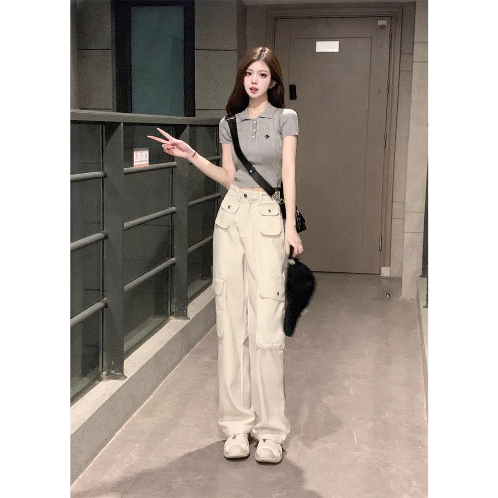 Cocory vn Quần Jean Ống Rộng Thời Trang Retro Mỹ Cho Nữ