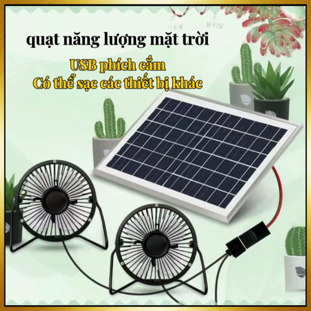 GUANHUA Quạt điện năng lượng mặt trời mini USB có bảng điều khiển Quạt năng lượng mặt trời di động có thể sạc lại tiêu chuẩn 4/6 inch
