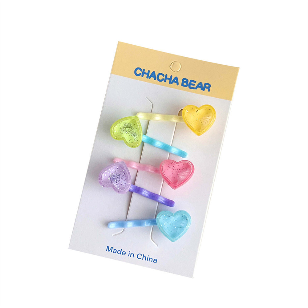 Set 6 Kẹp Tóc Hình Ngôi Sao / Trái Tim Màu Sắc Ngọt Ngào Dễ Thương Cho Nữ