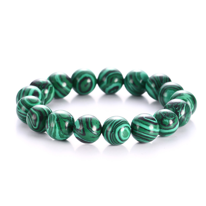 Vòng Tay Hạt Đá Malachite Xanh Dương / Đen Sọc Đen 6-12mm