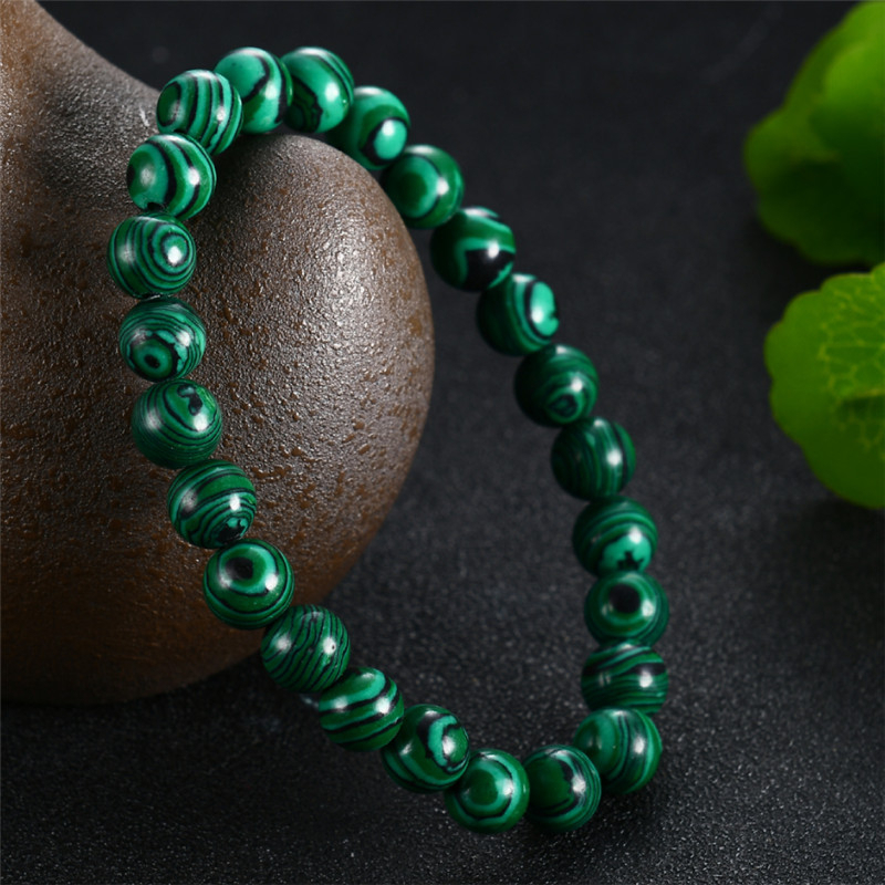 Vòng Tay Hạt Đá Malachite Xanh Dương / Đen Sọc Đen 6-12mm