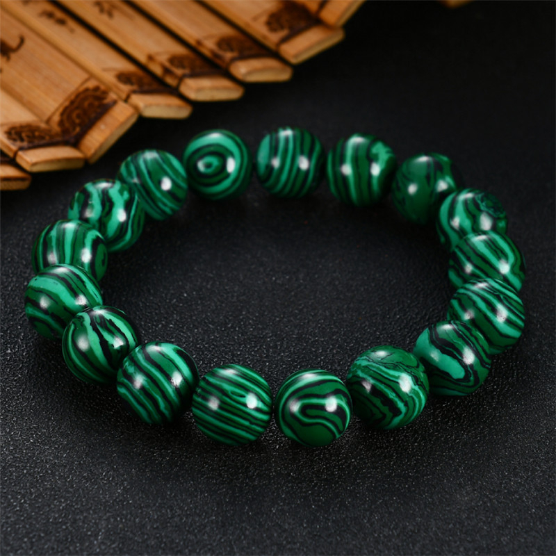 Vòng Tay Hạt Đá Malachite Xanh Dương / Đen Sọc Đen 6-12mm