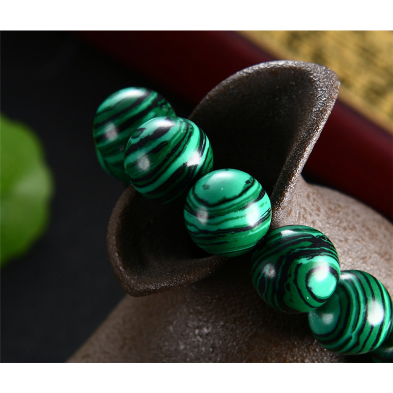 Vòng Tay Hạt Đá Malachite Xanh Dương / Đen Sọc Đen 6-12mm