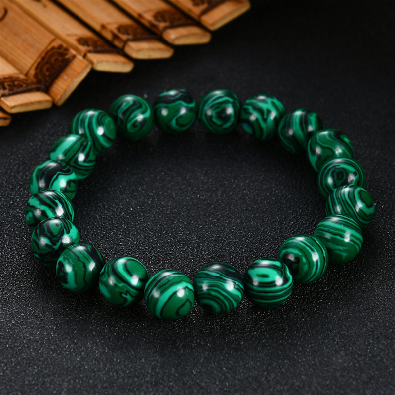Vòng Tay Hạt Đá Malachite Xanh Dương / Đen Sọc Đen 6-12mm