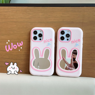 Ốp Điện Thoại Silicone Hình Thỏ Tráng Gương Cho iPhone 14ProMax 13 iPhone11 12 Pro Max