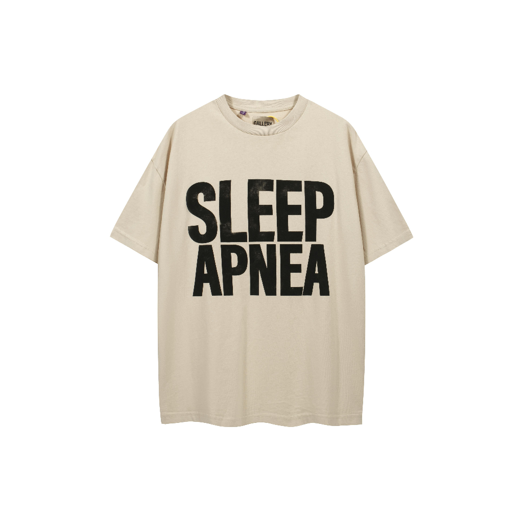 New Fashion Brand GALLERY DEPT Slogan SLEEP APNEA TEE Letter Print Couple Round Neck Loose Short Sleeve T-shirt
