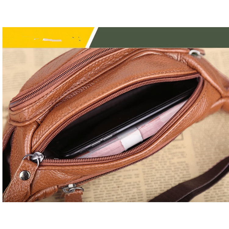 Túi đeo hông thể thao chất liệu da thật đa năng