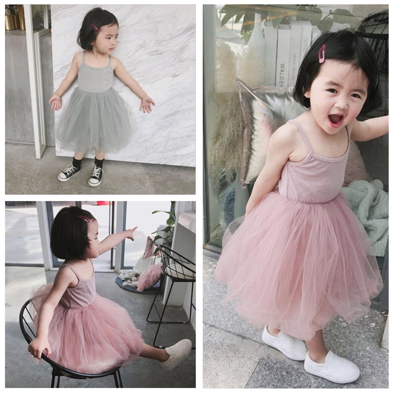 Đầm xòe NNJXD phối vải tuyn thời trang mùa hè công chúa xinh xắn cho bé gái