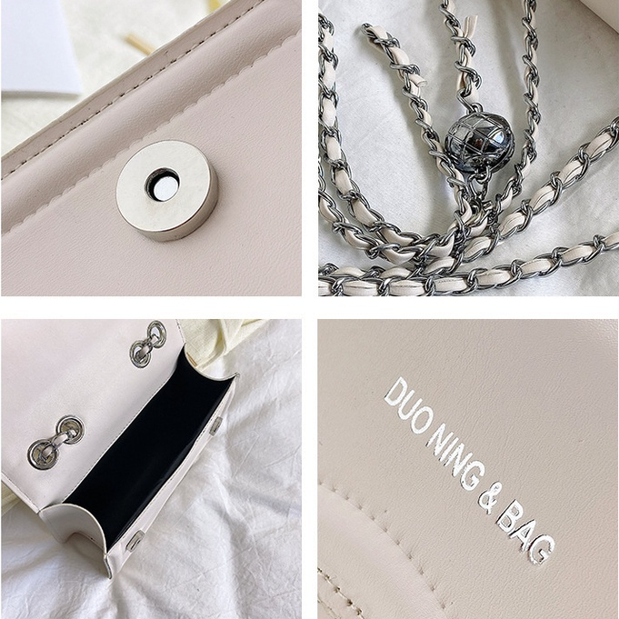 CHERLKOLRS Túi Đeo Chéo Hình Vuông Cỡ Nhỏ Phối Dây Đeo Sợi Xích Thời Trang Công Sở