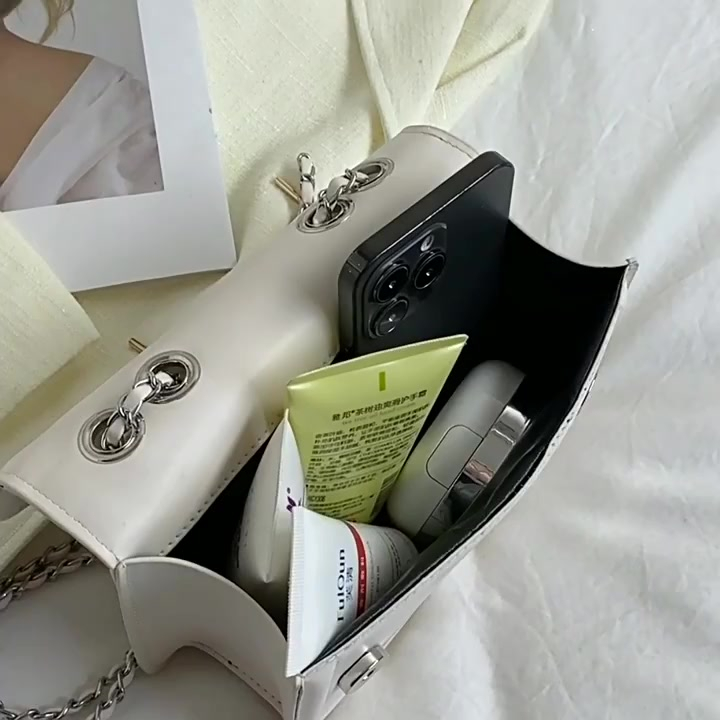 CHERLKOLRS Túi Đeo Chéo Hình Vuông Cỡ Nhỏ Phối Dây Đeo Sợi Xích Thời Trang Công Sở