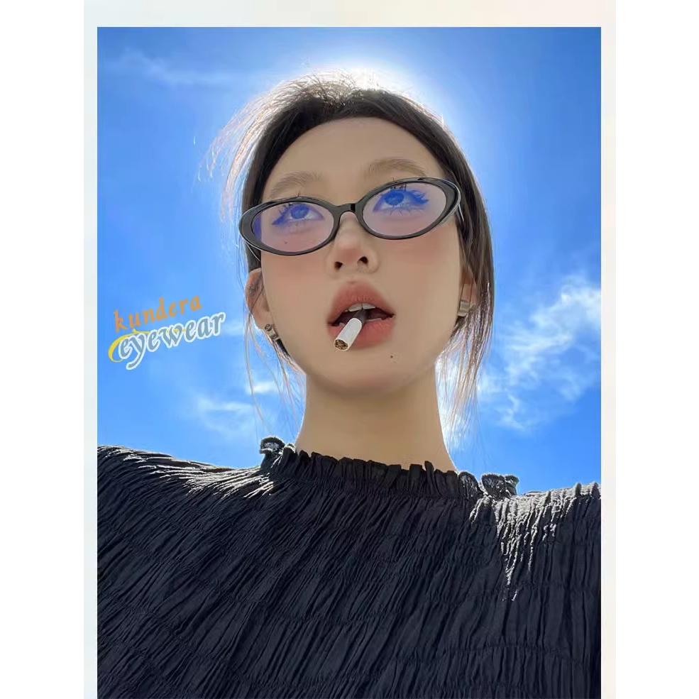 Kính Mát Gọng Oval Nhỏ Màu Đen Phong Cách Retro Thời Trang Cho Nữ