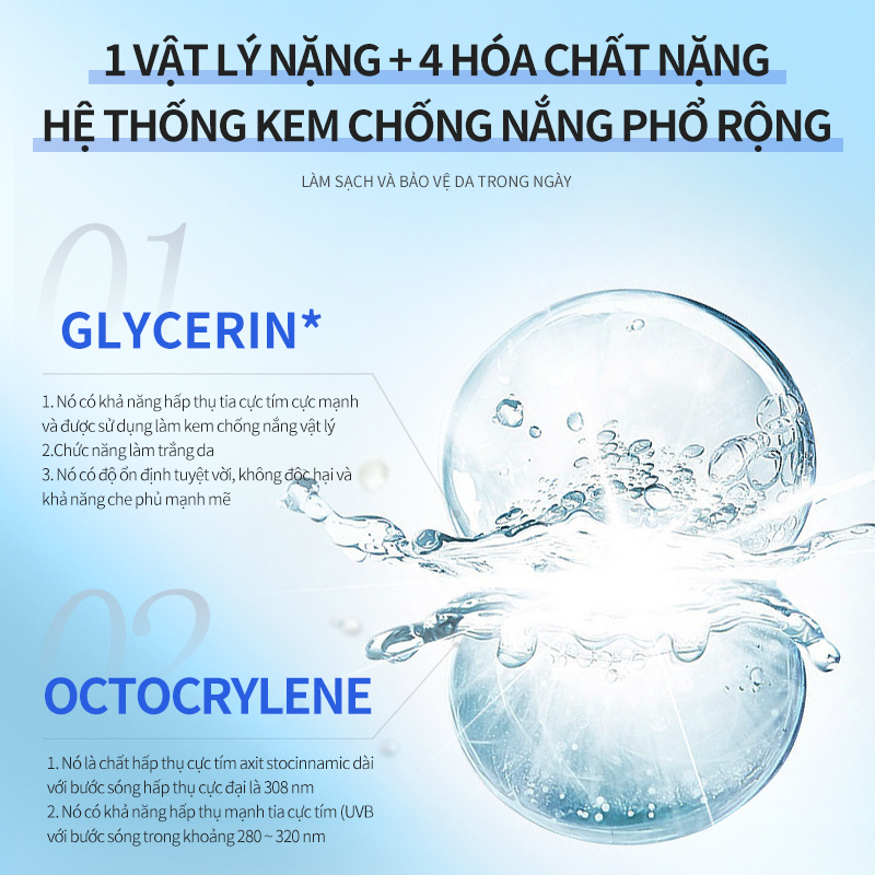 DELEVENTH Kem chống nắng vật lý SPF 50+ PA+++tươi mát và thoáng khí làm trắng da 50g