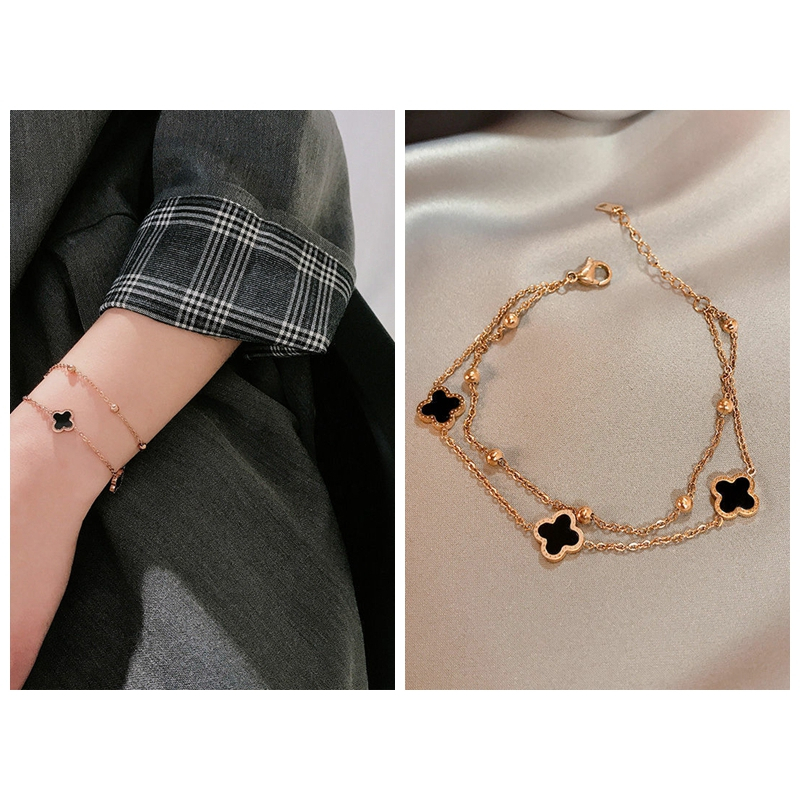 Vòng tay bằng thép không gỉ dành cho nữ, vòng tay thép titan không phai vàng 18K mạ cho bé gái