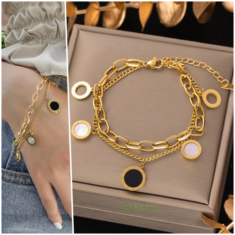 Vòng tay bằng thép không gỉ dành cho nữ, vòng tay thép titan không phai vàng 18K mạ cho bé gái