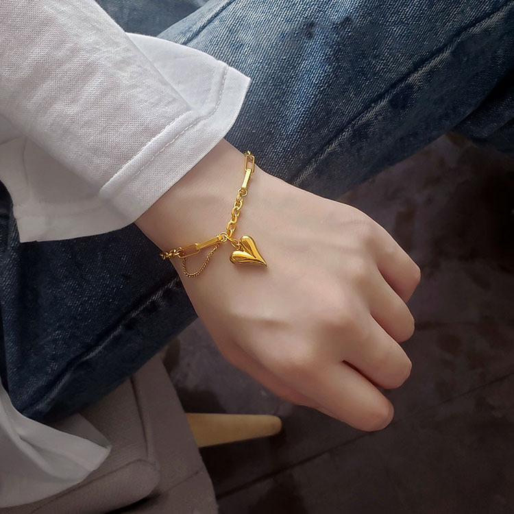 Vòng tay bằng thép không gỉ dành cho nữ, vòng tay thép titan không phai vàng 18K mạ cho bé gái