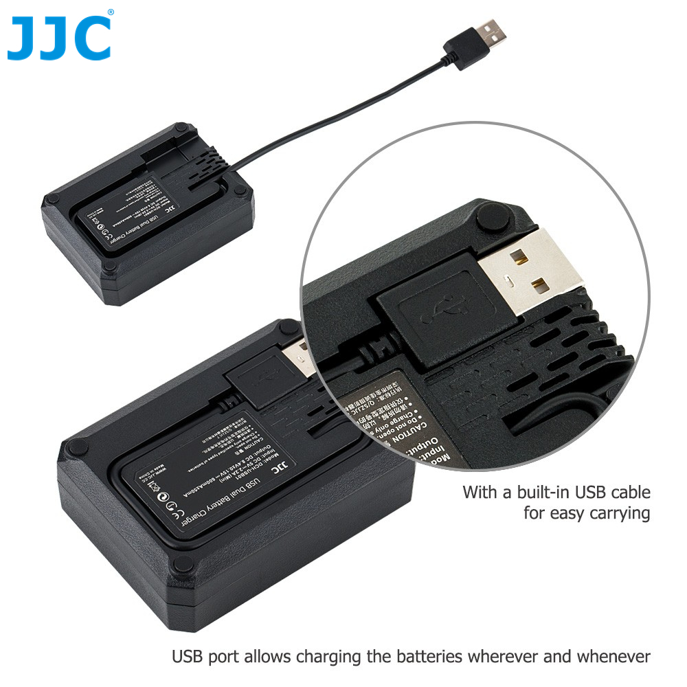 JJC Bộ Sạc USB Pin kép cho Pin DMW-BLG10 Panasonic Lumix DC- G100 GX9 LX100 II ZS200 ZS80 ZS70 DMC- ZS100 ZS60 GF6 GX8 GX85 C-Lux D-Lux (Typ 109) D-Lux 7