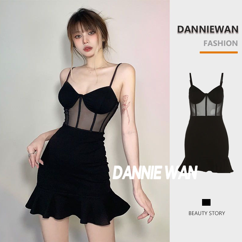 DannieWan váy nữ đầm 2 dây váy xinh váy đen váy thiết kế Thời trang Comfortable Phong cách ins A29J1DB 36Z230909