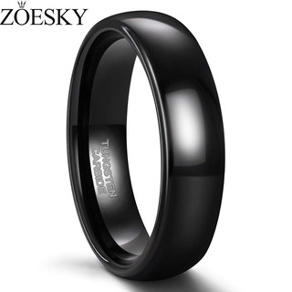 Zoesky 6mm vonfram nhẫn cưới đen ba lan thời trang nam nữ nhẫn 4-15