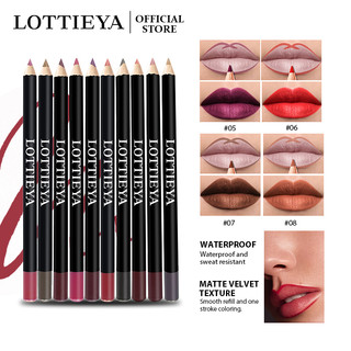 Chì kẻ viền môi lottieya matte velvet son môi bút chống thấm nước lâu dài khỏa thân chì kẻ môi