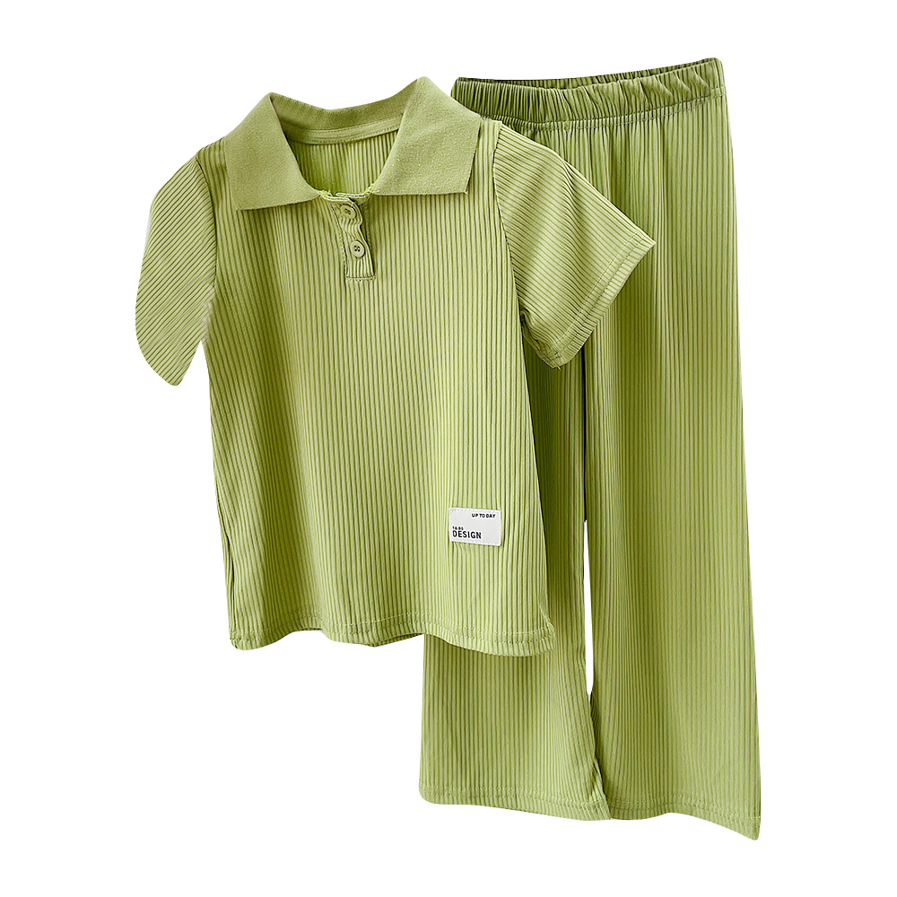 BEAR LEADER Bộ Đồ Thể Thao 2 Món Áo Thun Tay Ngắn In Hình Gấu Màu Hồng &amp; Xanh Lá Thời Trang Mùa Hè Cho Bé Gái